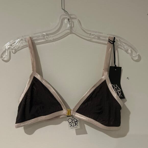 NWT Chaser Mesh Front Clasp Bralette, Gray/Light Pink, Women's Size Medium - Picture 1 of 5